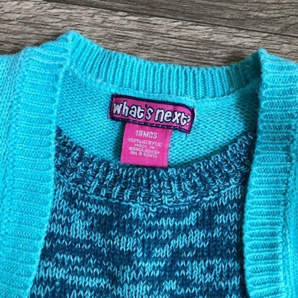 2/$20 Blue Twist Stripe Layered Sweater Dress, 18M